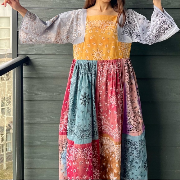 Handmade Earthy Tie-Dye Bandana Dress – SKU 11164 - Picture 2 of 16